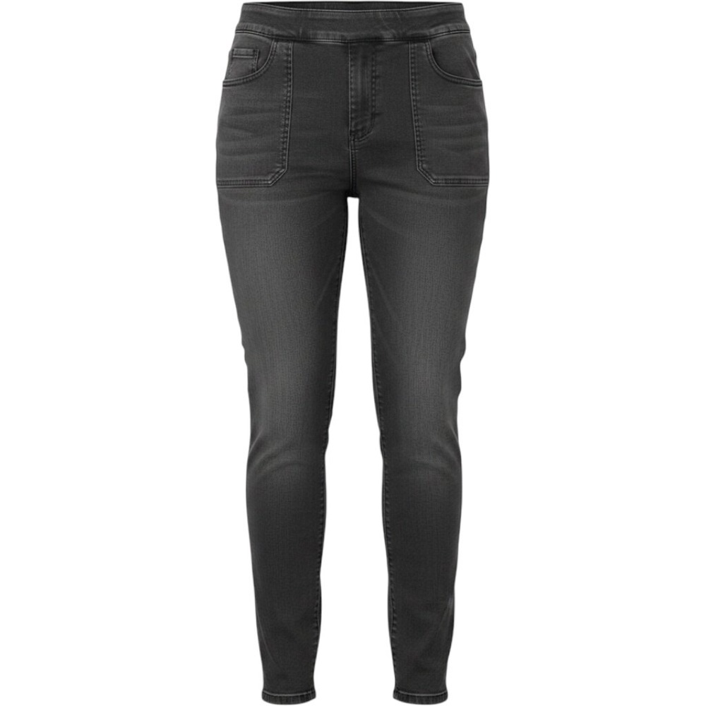 Duluth Trading Co Pull On Jeans Womens 14 Short Black Skinny Front Seam Denim